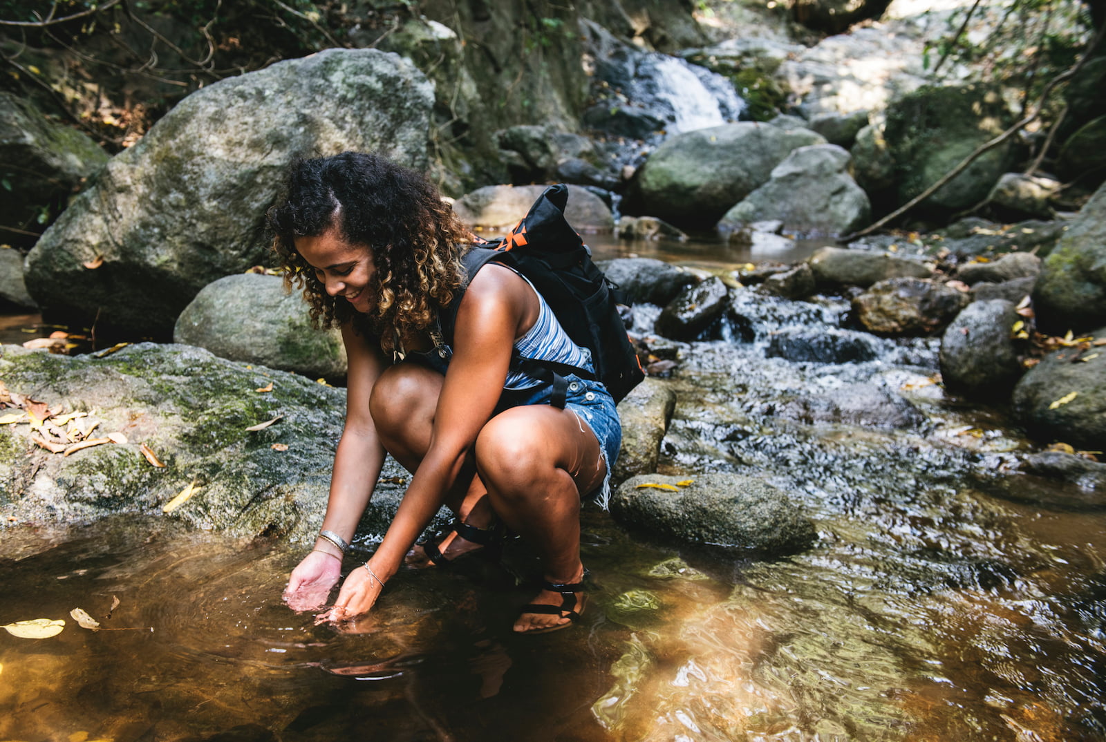 enjoying outdoor hiking in the caribbean.