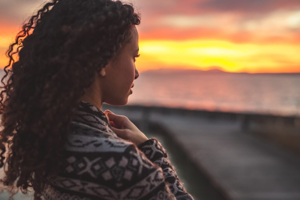 woman taking in the sunset